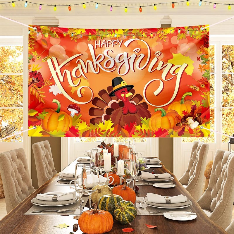 Sophena Large Thanksgiving Banner Decorations Outdoor 72x44 Inch,Turkey Maple Leaf Pumpkin Decorations Gifts for Indoor Home House Decor Party Supplies,Yard Sign Background for Photography - Image 4